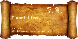 Timmel Miron névjegykártya